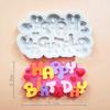 Molde de Silicona para Pastel de Azúcar Flip Molde para Modelado Paso Seco Dibujos Animados Cumpleaños Alfabeto Inglés Plato Arcilla de Chocolate