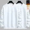Moletom masculino, novo estilo outono e inverno, gola redonda, corte solto, forrado com fleece, sem capuz, blusa de puxar, jaqueta masculina de manga comprida, versátil