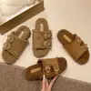Pantuflas casuales retro sin cordones para mujer, nuevo modelo de otoño 2026, suela suave, cómodas para usar al aire libre, sandalias de peluche tipo chancla