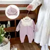 Mono de punto para bebé con gorro, Modelo 2026, Mono con cuello de encaje para niña, Mono para salir