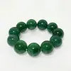 Pulsera de Jade con Patrón de Dragón Verde Natural, Ágata Flor de Hielo Redonda, Calcedonia Verde Pulsera Vintage al por Mayor