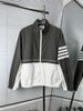 Ventas Directas de Fábrica Tb Versión Alta Verano Nuevo Cremallera de Cuatro Barras Manga Larga Combinación de Colores Cuello Alto Chaqueta Protectora del Sol