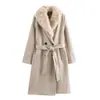 Ropa de Mujer Otoño 2024 Estilo Europeo y Americano Moda Sencilla Chaqueta Exterior con Cuello de Piel Sintética