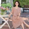 Vestido de Chiffon de Verão da Mamãe, Sofisticado e Estiloso, Saia Longa de Verão Estilo Chinês para Mulheres de Meia Idade e Idosas, Nova Saia para Senhoras Ricas