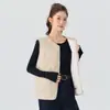 Chaleco interior cálido extra grande de forro polar engrosado para mujer chaleco exterior de algodón casual con cremallera de lana de cordero para mujer 2402