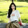 Camiseta de verano de manga corta para mujer, superventas transfronteriza, estilo casual perezoso con estampado estilo coreano, camiseta básica versátil y transpirable, femenina, moderna
