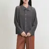 Moda Miyake Reductor de Edad Punto con Solapa para Mujer Otoño 2025 Nuevo Cárdigan de Punto Abotonadura Simple Holgado Chaqueta Corta Top