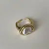 Anillo de Oro de Forma Especial con Perlas Barrocas de Lujo Ligero y Alta Gama para Mujer con Anillo de Moda Único y Exquisito