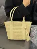 Bolsa de playa de gran capacidad para mujer, nuevo estilo verano 2025, bolso tote tejido a mano de paja casual para ir al trabajo
