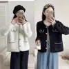 Abrigo de Mujer Otoño/Invierno 2026, Estilo Coreano, Abrigo de Piel Sintética tipo Visón con Contraste de Color, Chic Francés, Cárdigan de Punto Versátil Casual