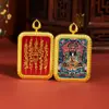 Colgante Thangka de Tíbet Zakiram Tíbet Pintado a mano Buda La Meca Collar para Hombre Buda Maestro de la Medicina Madre Verde Inmóvil Rey Ming