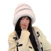 Chapéu de Lã Quente de Pelúcia Tricotado de Inverno Chapéu Infantil de Inverno com Borla Trançada Proteção para Orelhas Chapéu Lei Feng Chapéu de Lã Listrado com Combinação de Cores