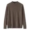 Suéter 100% Lana Pura Otoño e Invierno para Hombre de Cuello Alto Medio Jersey de Punto Suéter Casual Holgado Base Suéter de Cachemira