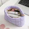 Bolsa de Maquillaje Portátil Acolchada de Venta Caliente Transfronteriza Moderna Bolsa de Almacenamiento Plegada Color Sólido con Patrón de Diamantes Bolso Portátil Casual Estilo Coreano para Mujer