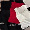 Otoño e invierno nuevo chaleco cálido de lijado para mujer corbata almohadilla para el pecho copa fija de una pieza tirante ancho adelgazante capa base