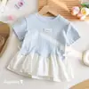 Camiseta de Manga Curta Estilo Coreano para Meninas Verão com Estampa de Coração Estilosa e Acabamento em Renda Meia-Manga Roupas de Verão para Meninas
