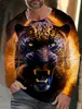 Camiseta de Manga Larga para Hombre Vintage Camisa Estampada 3D Moda Animal Patrón de Leopardo Ropa Manga Superior Hombre Súper