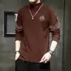 Camiseta de manga larga de forro polar de doble cara para otoño e invierno para hombre, camiseta base unisex casual ajustada con cuello camisero, top engrosado y cálido