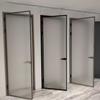 Porta de banheiro de alumínio com moldura personalizada muito estreita, porta de balanço de vidro Changhong super branca para vaso sanitário, cozinha, lavabo