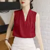 Camisa de Cetim Branca com Decote em V Roupa de Trabalho Roupa de Trabalho Roupa Íntima Top de Alta Qualidade Roupa de Negócios Camisa Branca para Mulheres Primavera