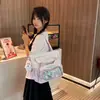 Nova bolsa de ombro grande com tema de anime estilo japonês, bolsa tote pequena estilo motocicleta retrô