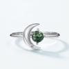 Anel de prata com ágata aquática estrela lua S925 feminino anel menisco de zircônia atacado de fabricantes