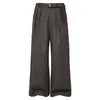Pantalones Casuales Rectos Sueltos de Pierna Ancha para Hombre, Estilo Old Money Americano, Cuadros de Perro, Ante, Plisados, Parches