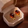 Pendientes Retro Maillard Ámbar Forma de Gota Lujo Accesible Simples Únicos Otoño e Invierno Pendientes de Resina Manchada de Gama Alta