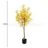 Árvore Ginkgo Simulada de Chão em Vaso para Interior de Escritório Árvore Falsa Ginkgo Amarelo-Verde Árvore da Sorte para Pedidos de Desejos Atacado