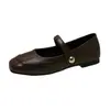 Zapatos de Mujer Estilo Francés, Elegantes Zapatos Planos Mary Jane Marrones Novedad Verano 2026, Zapatos de Hada Inspirados en Chanel con Punta Cuadrada