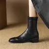 Botas de Mujer Negras Gruesas Medias de Caña Corta de Comercio Exterior 33 Simples Nuevas de Deseo Cabeza Cuadrada Botas de Jinete de Agarre Manual 43 Botas con Tacón