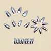Uñas de Moda con Forma de Almendra y Punta Redonda, Plateadas, en Forma de Diamante, Galvanizadas, Estilo Europeo y Americano, Uñas Desmontables Portátiles Simples y Elegantes