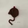 Gorro de Protección para Oídos Infantil Otoño e Invierno Bola de Pelo Pequeña Color Contrastante Cordones Gorro de Punto Tendencia Coreana para Bebé Invierno Cálido Fresco
