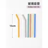 Pajita de Vidrio de 15 cm Corta Curva Recta Alta Resistencia al Calor de Borosilicato Accesorios para Taza de Café Taza de Agua Pajita