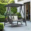 Columpio Exterior Patio Columpio Aleación de Aluminio Mecedora Balcón Ratán Hamaca Columpio para Adultos Mecedora