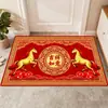 2026 Año del Caballo Alfombra de Piso de Terciopelo con Cristal Rojo Alfombra de Piso para Entrada de Año Nuevo Alfombrilla Antideslizante para Pies Alfombrilla Resistente a la Suciedad para Pies