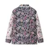 Ropa de Mujer Estilo Europeo y Americano Transfronteriza Aliexpress Ins Producto Nuevo Caliente Chaqueta de Algodón con Estampado Floral de Empalme y Cuello Alto Francés