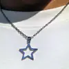 Amazon Cross-Border Novo Pingente de Anel Estrela de Cinco Pontas Vazada Corrente Clavícula Feminina Hip-Hop Popular Retro Colar