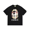 Camiseta Bape Verão Cabeça de Macaco Macaco Pequeno Camuflada Masculina Manga Curta Gola Redonda para Homem