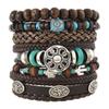 Pulsera de Hombre de Cinco Piezas con Cuerda de Cáñamo de Múltiples Capas Tejida a Mano Estilo Retro Europeo y Americano Transfronterizo Girasol Cabeza de Buey