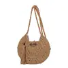 Bolso tejido hecho a mano para mujer, superventas transfronterizo de verano, bolso cruzado con borla de paja, bolso para teléfono de vacaciones en la playa, bolso para mujer