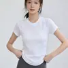Roupa de Yoga Manga Curta, Camiseta de Secagem Rápida, Top Feminino Gola Redonda, Top Esportivo Emagrecedor, Roupa Esportiva Respirável para Fitness