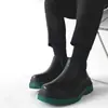 Botas Martin de Suela Gruesa Estilo Británico para Hombre, Botas Chelsea, Zapatos de Cuero de Caña Alta Tendencia en Negro