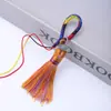 Anillo de Nudo de Diamante Degradado Teñido por Secciones Llavero con Borla Colgante para Bolso Joyería Tejida a Mano DIY Accesorios para Colgar Bolsos