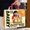 Bolsa de panadería roja de red, embalaje para hornear postres, embalaje comercial para llevar con dibujos animados, bolsa de papel con logotipo impreso.