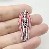 Halloween Transfronterizo Europeo y Americano Calavera Retro Personalizada Ataúd Colgante con Goteo de Aceite Pendientes Collares Accesorios de Joyería DIY