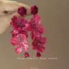 Pendientes de flor bohemia para mujer, ambiente de vacaciones en la playa, pendientes de botón con borlas, clips para orejas, ultra-fairy, de alta gama, pendientes exagerados