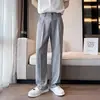 Pantalones Casuales Rectos de Tela Negra Fluida para Hombre, Estilo Nuevo, Marca de Moda cleanfit, Ropa para Hombre de Gama Alta, Holgados