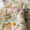 Ropa de Cama Ins Clase A Algodón Puro Juego de Cuatro Piezas Funda de Edredón Funda de Edredón de Algodón Puro Cama Sábanas de Cama Individual Dormitorio de Estudiante Juego de Tres Piezas