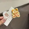 Pinza para el Pelo de Oso Blanco Leche y Cáscara de Naranja con Forma de Corazón Linda y Femenina Pinza de Pico de Pato Pinza para el Flequillo de Chica Dulce